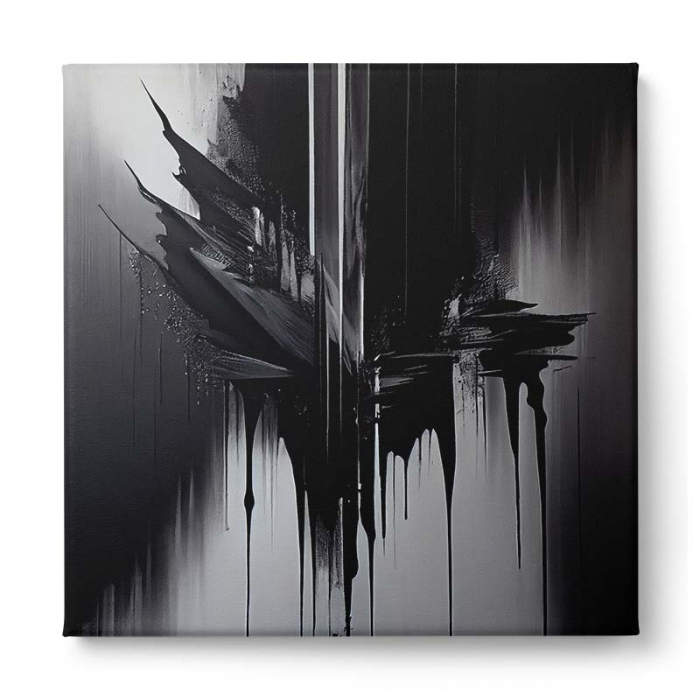 Tablou abstract canvas cu negru și gri – Dramă monocromă pentru decoruri moderne [2]