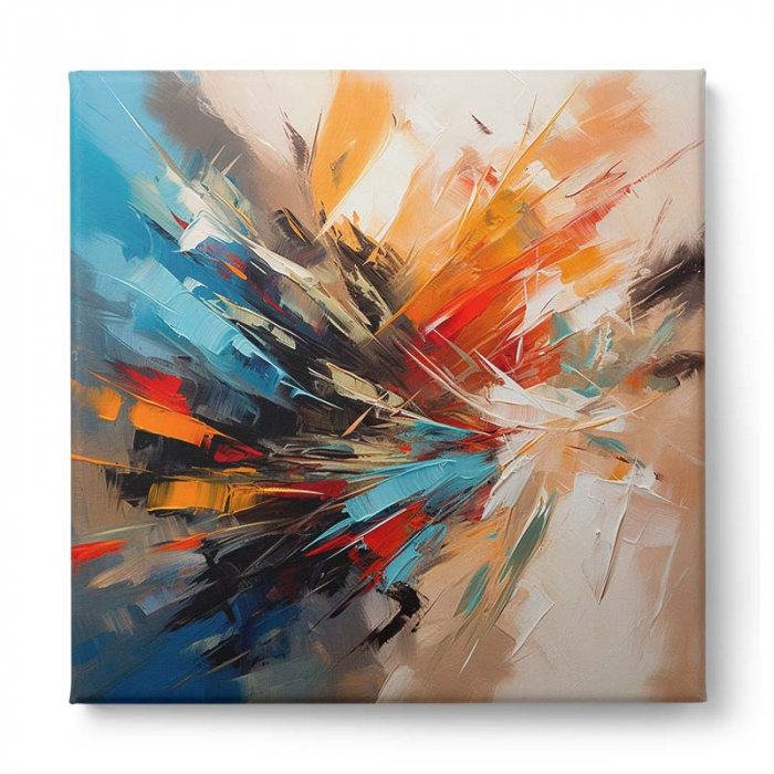Tablou canvas abstract cu portocaliu și albastru [2]