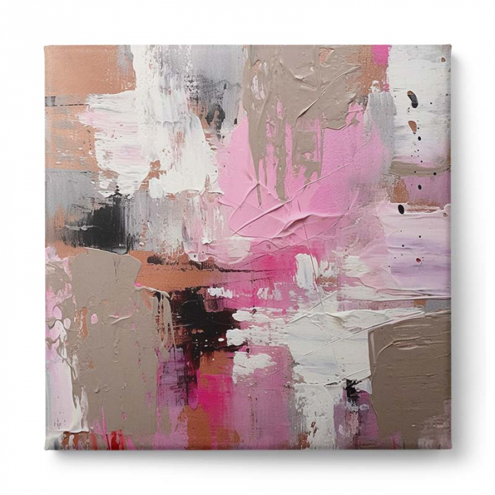 Tablou canvas abstract roz și crem [2]