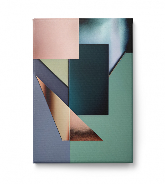 Tablou canvas abstract roz și verde mentă – decor modern pentru living [2]