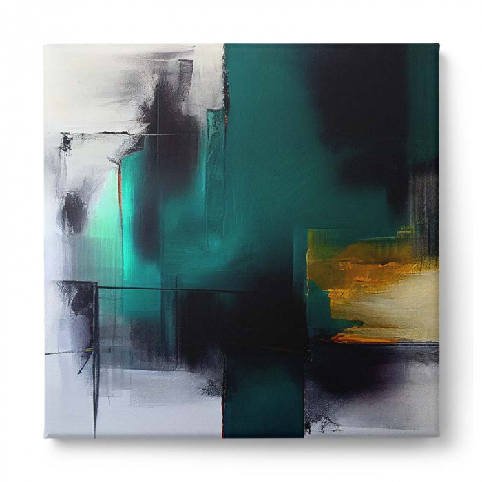 Tablou canvas abstract cu verde smarald și galben – Artă modernă pentru decoruri elegante [2]