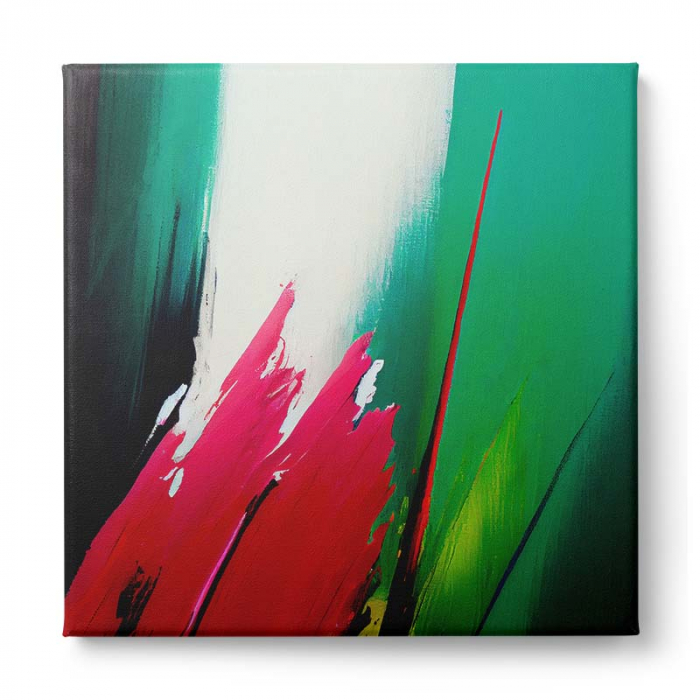Tablou canvas, abstract, modern, nuante de verde, rosu, pentru dormitor, living [2]