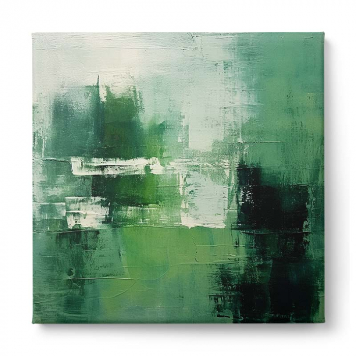 Tablou canvas, abstract, modern, nuante de verde si alb pentru living [2]