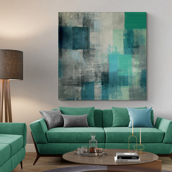 Tablou canvas abstract modern verde și turcoaz [1]
