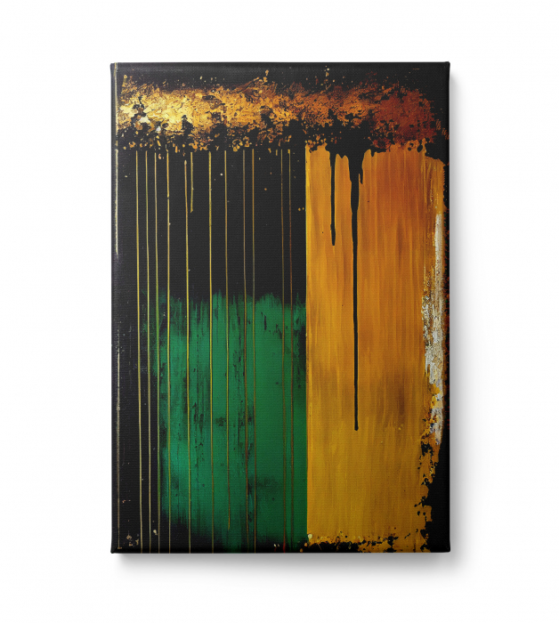 Tablou canvas abstract verde și galben – decor energic pentru birou modern [2]