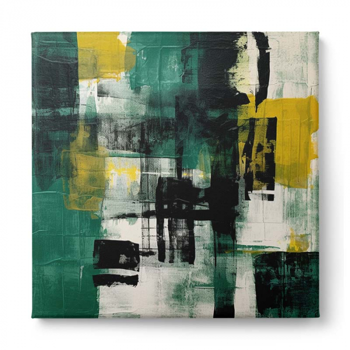Tablou abstract modern verde și galben [2]