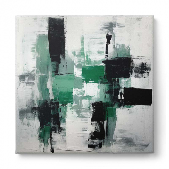 Tablou abstract modern verde și negru [2]