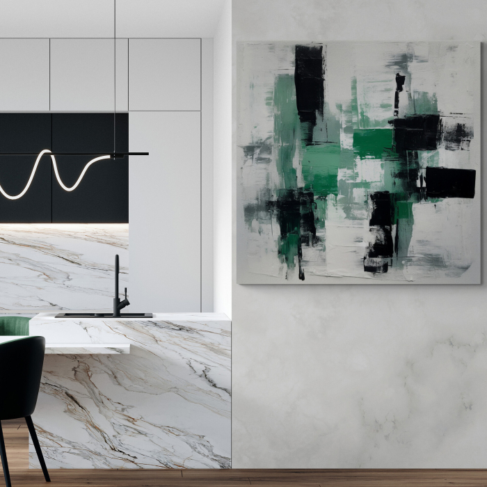 Tablou abstract modern verde și negru [1]