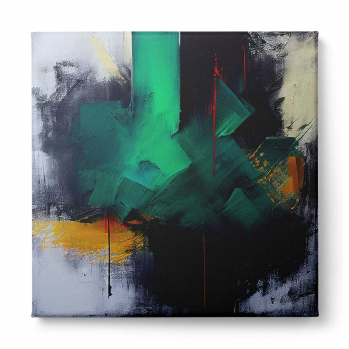 Tablou canvas abstract cu verde și negru – Artă modernă cu accente vibrante pentru decoruri expresive [2]