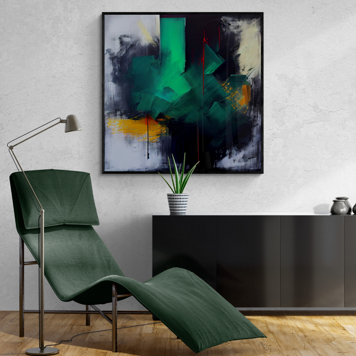 Tablou canvas abstract cu verde și negru – Artă modernă cu accente vibrante pentru decoruri expresive [1]