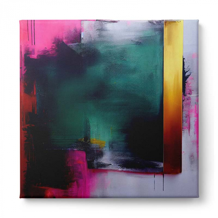 Tablou canvas abstract cu verde smarald și roz – Artă modernă vibrantă pentru decoruri expresive [2]