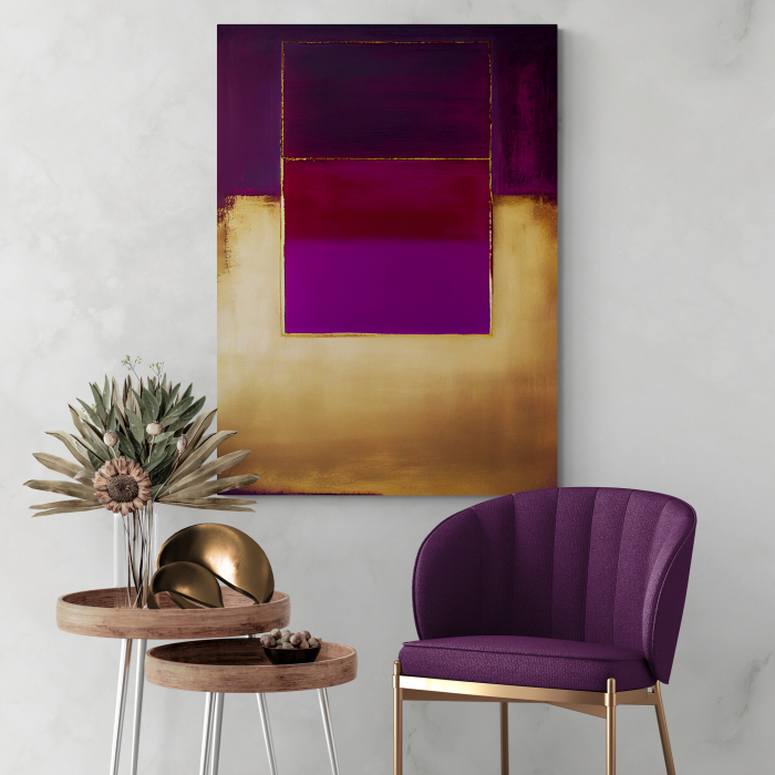 Tablou canvas abstract violet și auriu – Artă modernă rafinată pentru living [1]