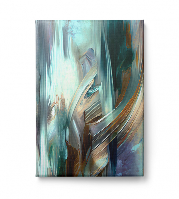 Tablou canvas, abstract, modern, nuante de albastru turcoaz, pentru living [2]