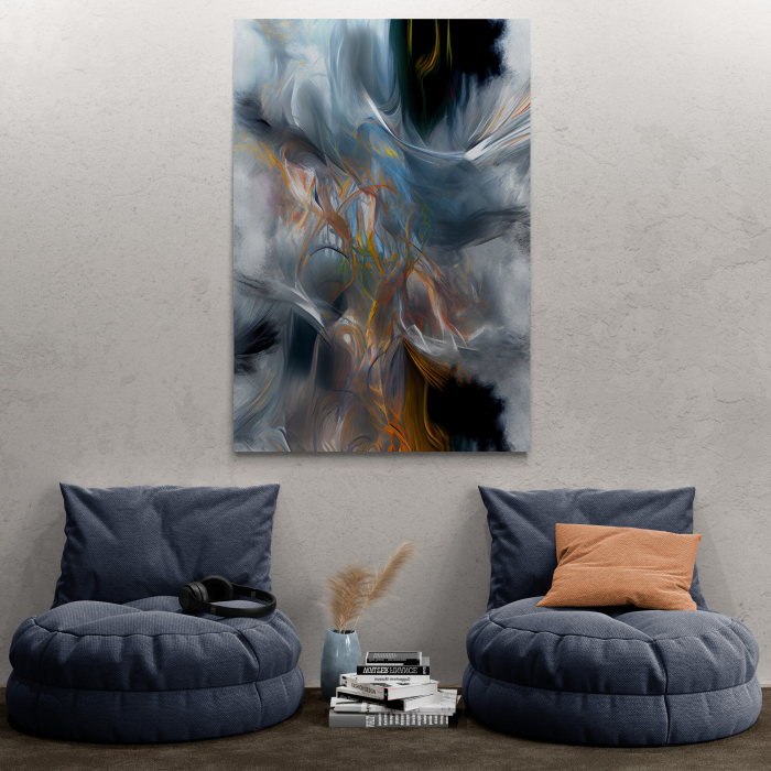 Tablou canvas, abstract, modern, nuante de gri, pentru hol, birou [1]