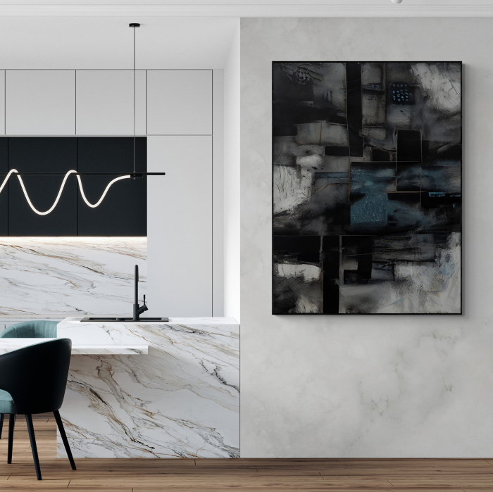 Tablou canvas abstract gri – decor modern și versatil pentru living și bucătărie [1]