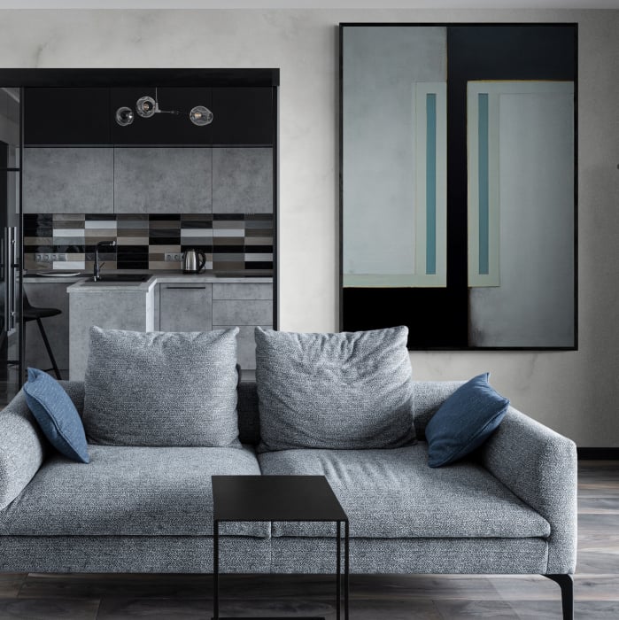 Tablou canvas abstract gri și negru – decor modern sobru pentru living și birou [1]