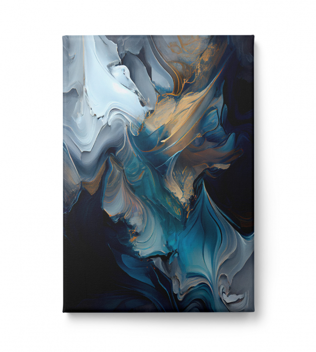 Tablou canvas, abstract, modern, nuante intense de albastru, pentru living [2]