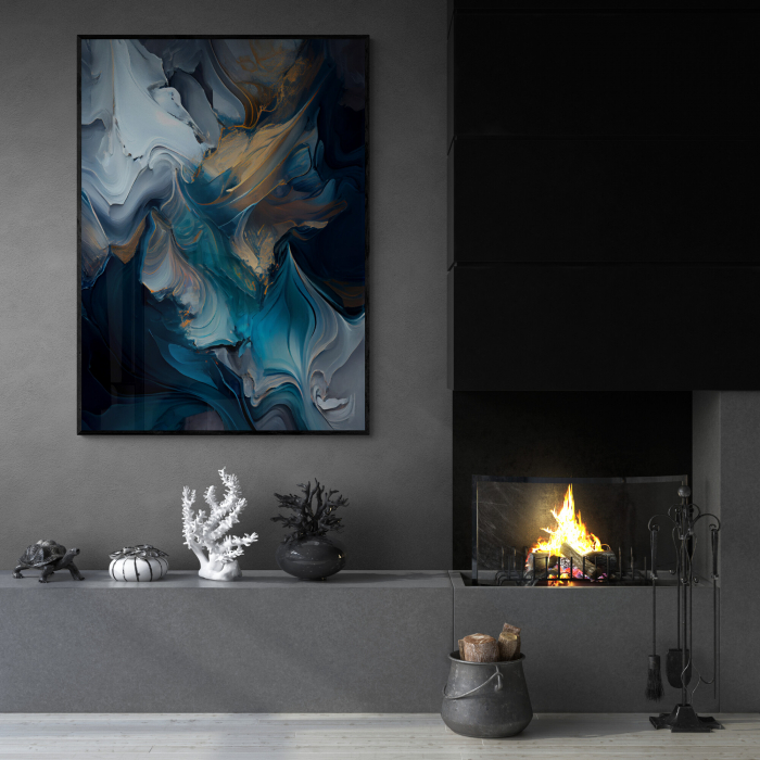 Tablou canvas, abstract, modern, nuante intense de albastru, pentru living [1]