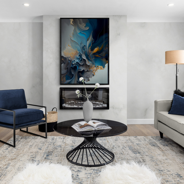 Tablou canvas, abstract, modern, nuante intense de albastru, pentru living, hol [1]