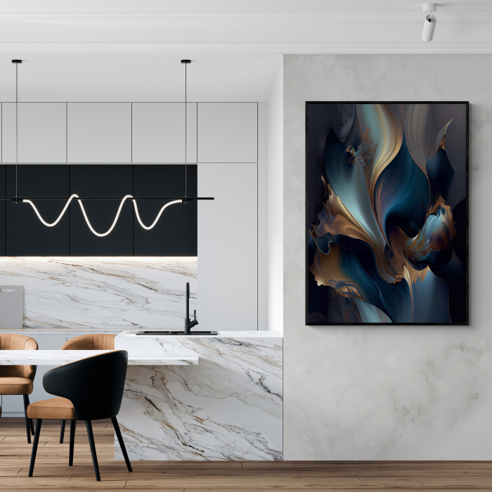 Tablou canvas, abstract, modern, nuante intense de albastru, pentru living, bucatarie [1]