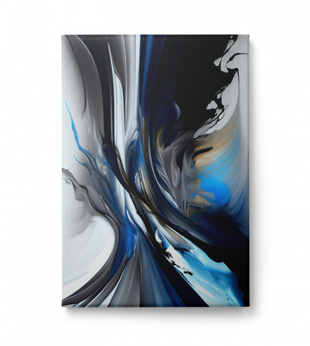 Tablou canvas, abstract, modern, nuante intense de albastru, pentru living [2]