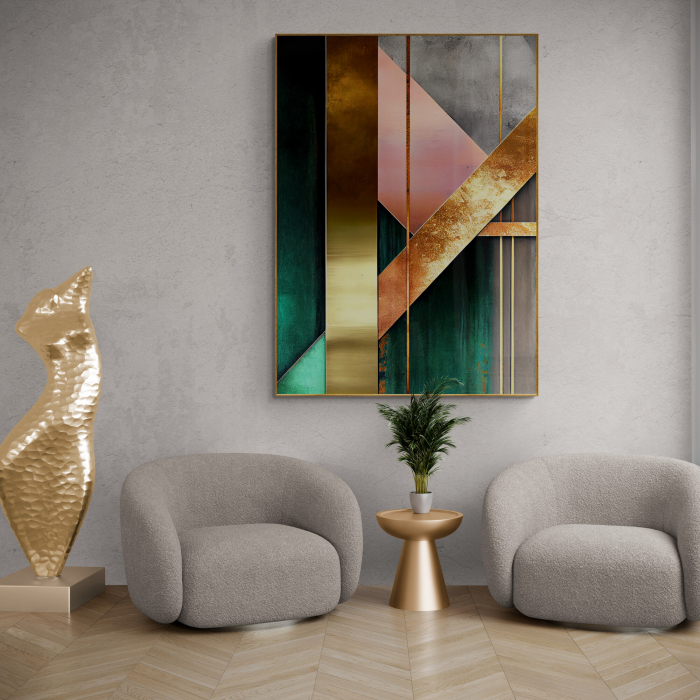 Tablou canvas abstract auriu – accent elegant pentru living modern [1]