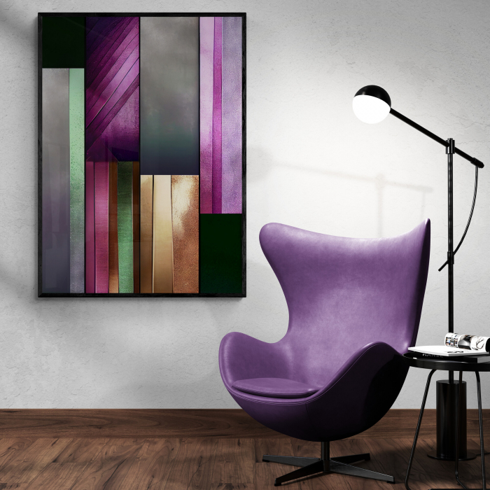 Tablou canvas abstract mov metalizat – decor elegant pentru hol sau dormitor [1]