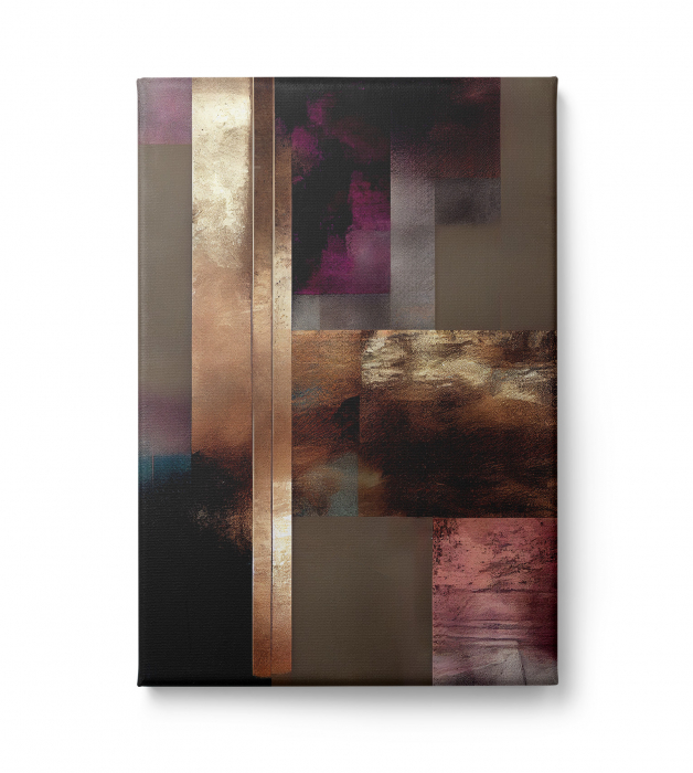 Tablou canvas abstract mov și auriu – decor elegant pentru hol modern [2]