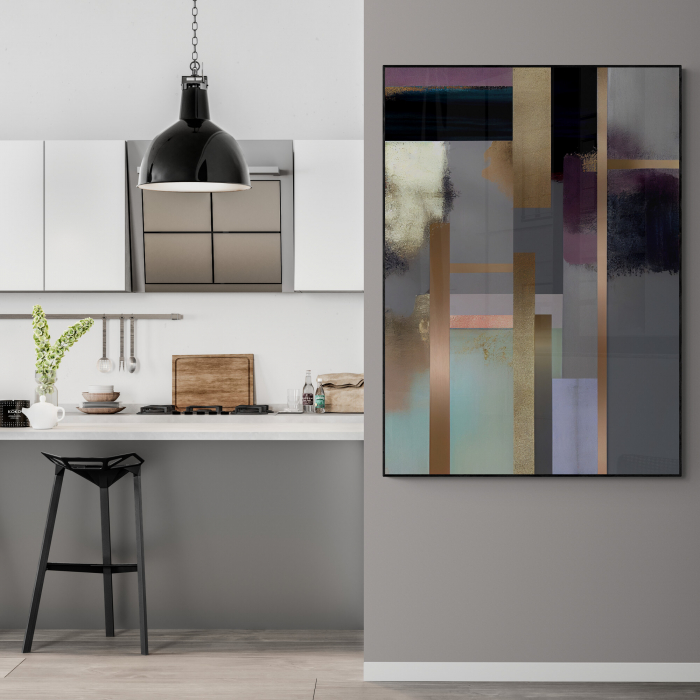 Tablou canvas abstract cu nuanțe metalice – decor elegant pentru living și bucătărie [1]