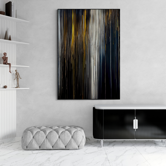 Tablou canvas abstract negru și auriu – decor elegant pentru birou și hol modern [1]