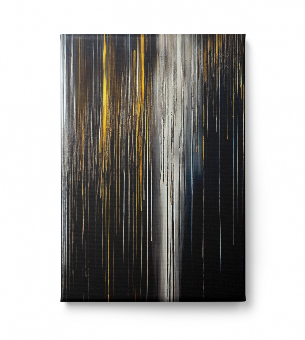 Tablou canvas abstract negru și auriu – decor elegant pentru birou și hol modern [2]
