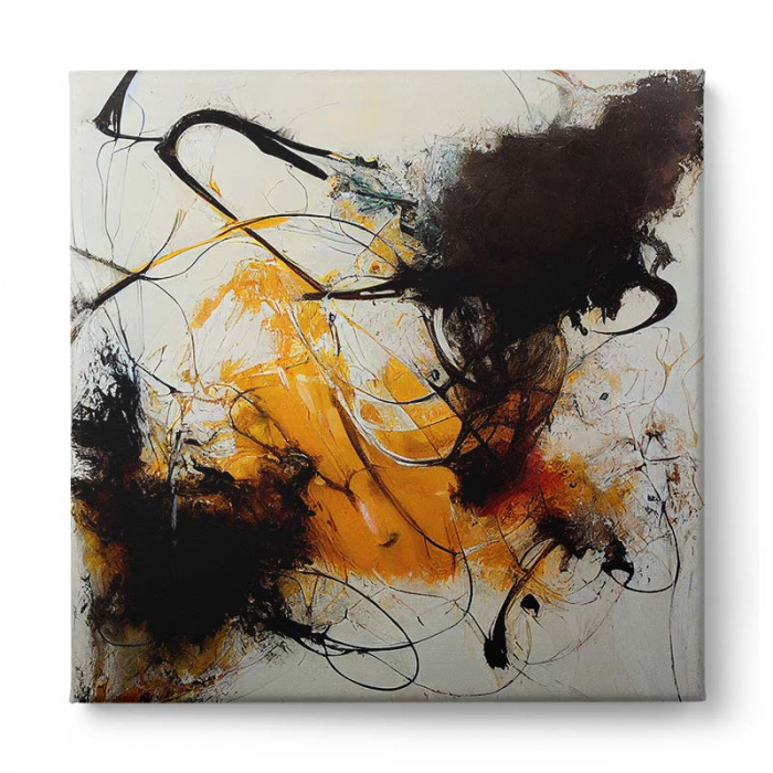 Tablou canvas, abstract, modern, nuante negru si galben, pentru living [2]