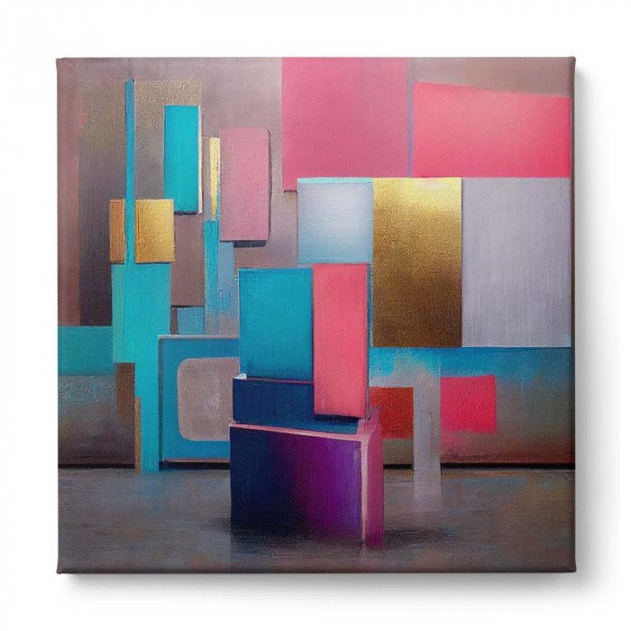 Tablou canvas, abstract, modern, nuante roz, pentru living, camera copii [2]