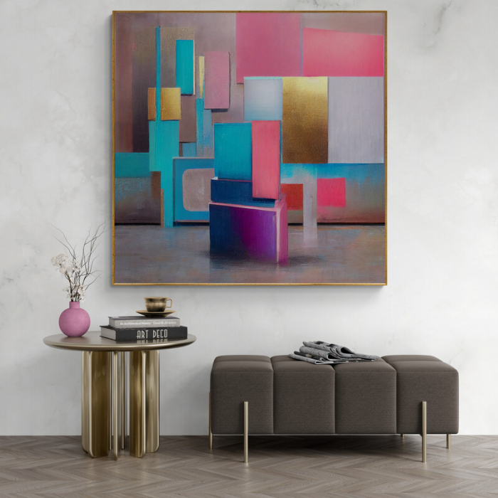 Tablou canvas, abstract, modern, nuante roz, pentru living, camera copii [1]