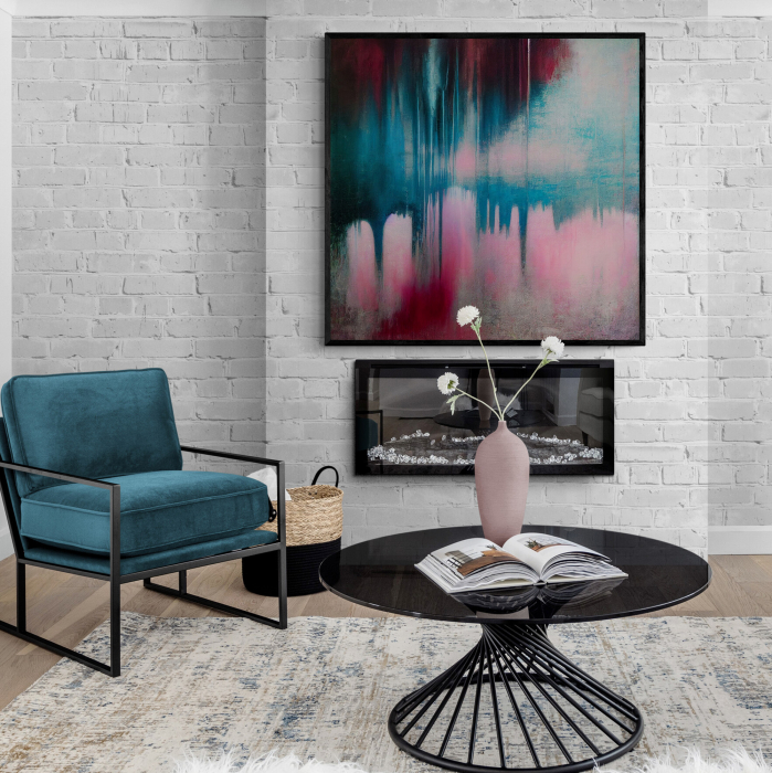 Tablou canvas, abstract, modern, nuante roz si turcoaz, pentru living [1]
