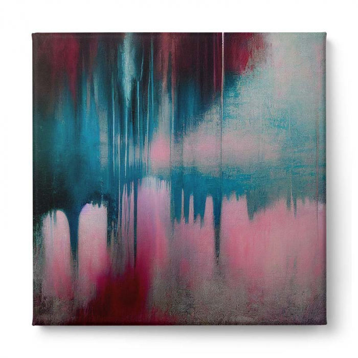 Tablou canvas, abstract, modern, nuante roz si turcoaz, pentru living [2]
