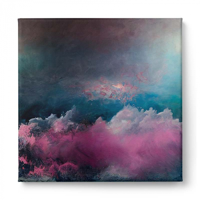 Tablou canvas, abstract, modern, nuante roz, turcoaz, pentru bucatarie [2]
