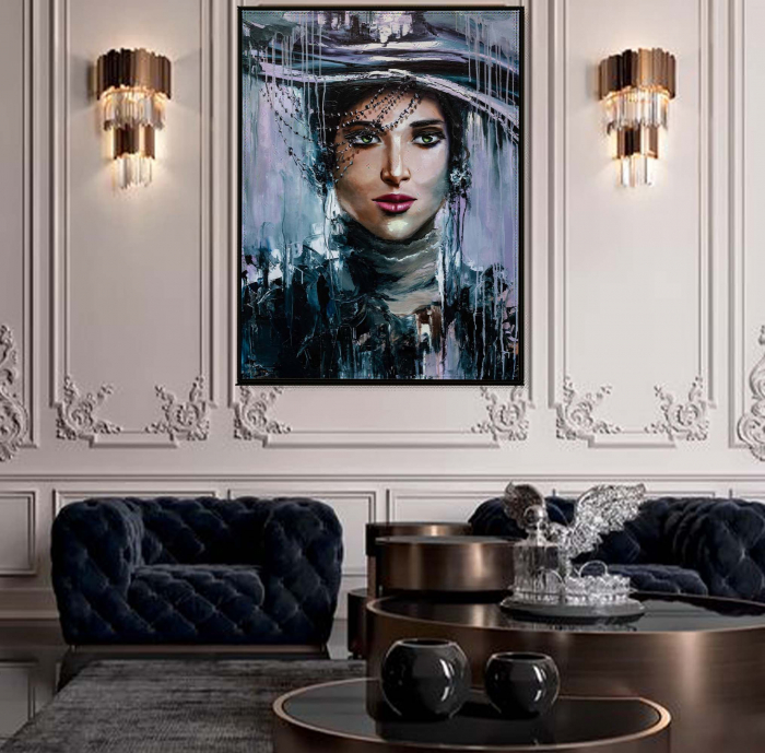 Tablou canvas, abstract, portret fata, colorat, pentru dormitor, living [1]