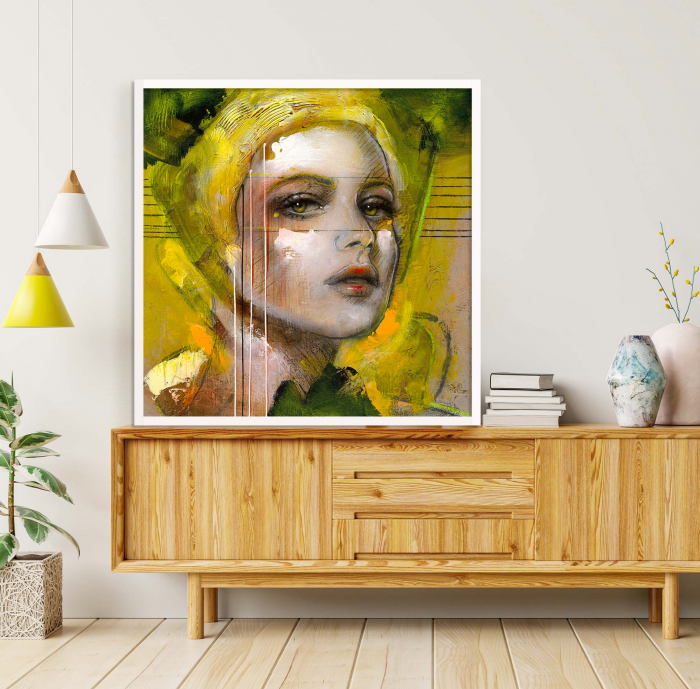 Tablou canvas, abstract, portret femeie, minimalist, multicolor, pentru hol [1]