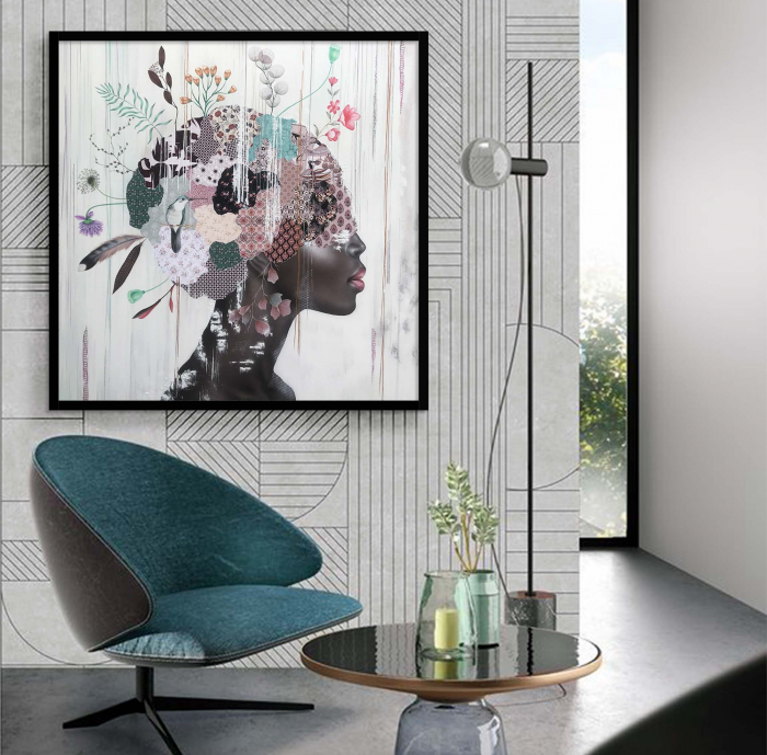 Tablou canvas, abstract, portret femeie, minimalist, multicolor, pentru living [1]