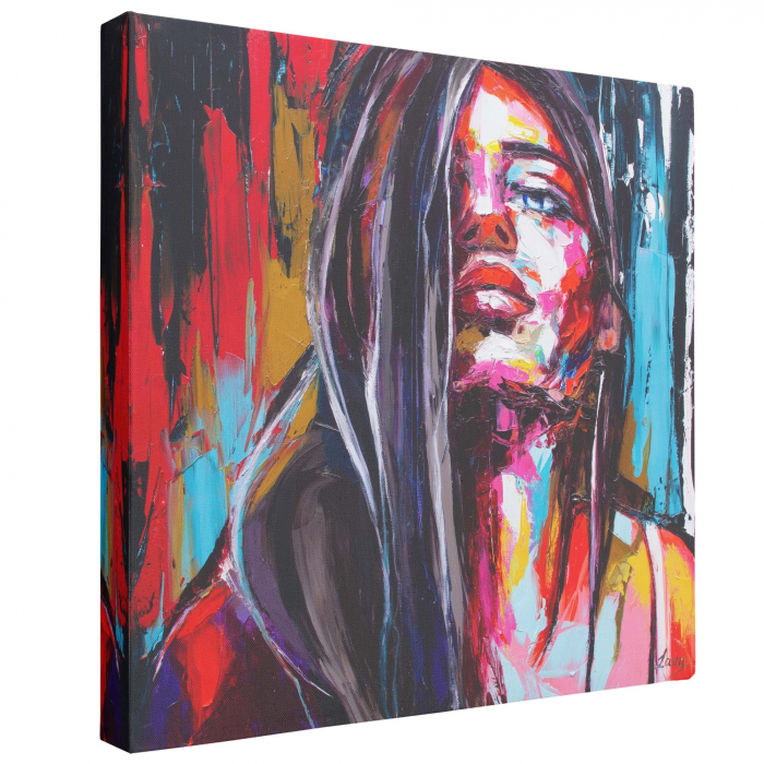 Tablou canvas, abstract, portret femeie, multicolor, pentru hol [2]