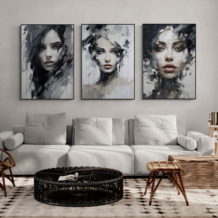 Tablou canvas, abstract, portret femeie senzual in stil pictura, deosebit, pentru living, dormitor [1]
