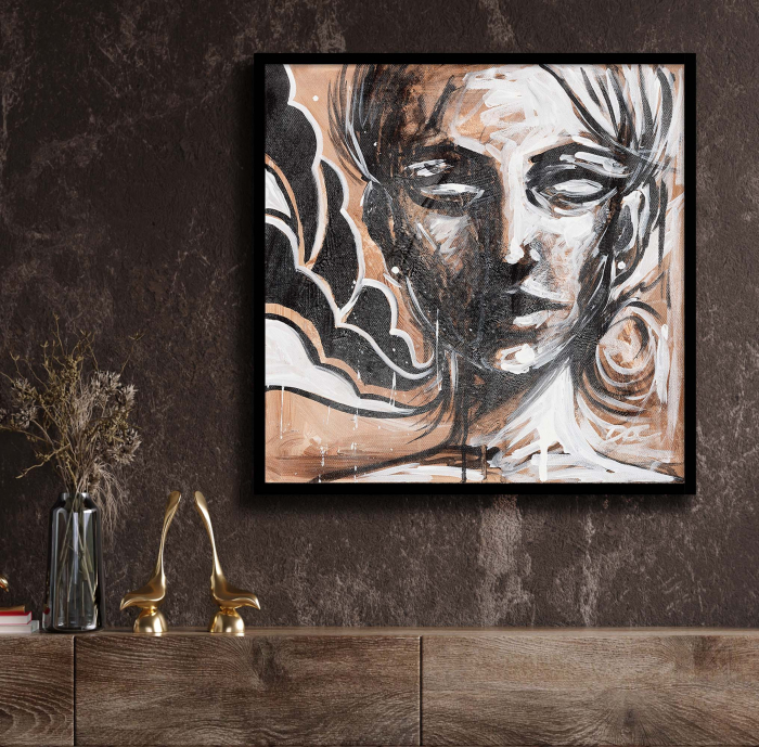 Tablou canvas, abstract, portret femeie, vis, multicolor, pentru living [1]