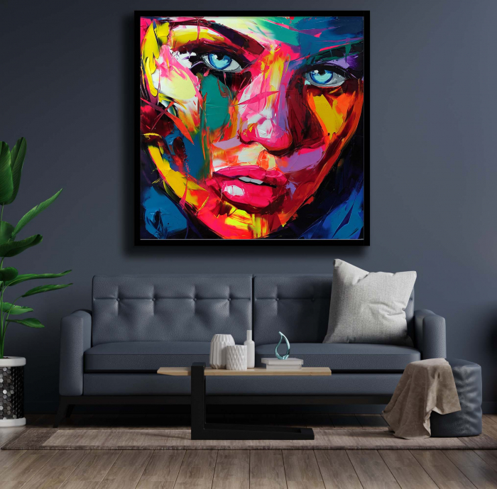 Tablou canvas, abstract, portret modern multicolor, pentru living [1]