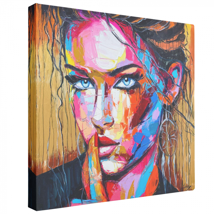 Tablou canvas, abstract, portret, multicolor, pentru living [2]