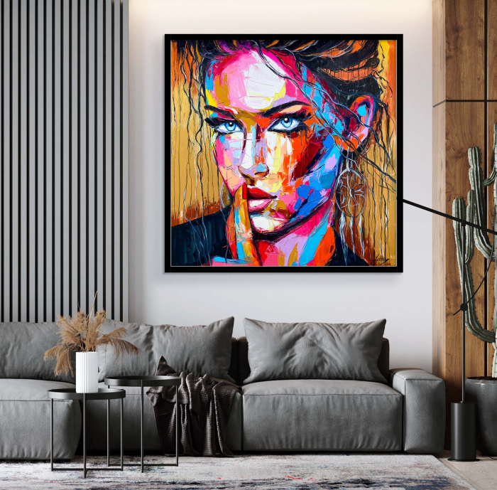 Tablou canvas, abstract, portret, multicolor, pentru living [1]