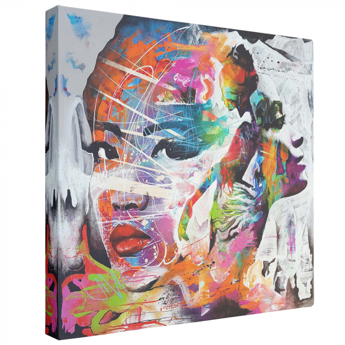 Tablou canvas, abstract, portrete femei, multicolor, pentru sufragerie [2]