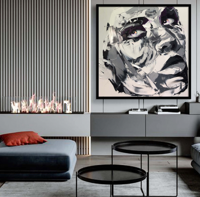 Tablou canvas, alb negru, portret femeie, alb negru, pentru living [1]