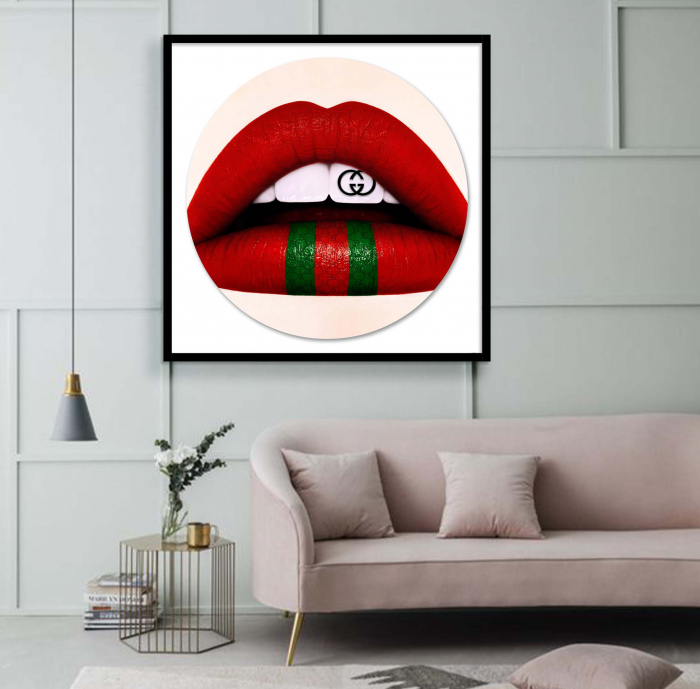 Tablou cu buze rosii Gucci, pentru birou, dormitor [1]