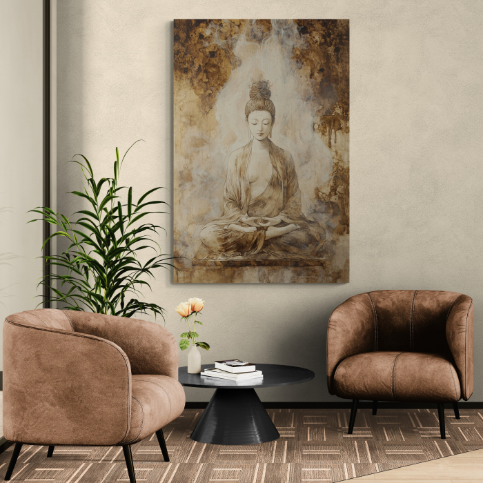 Tablou canvas cu imaginea unei figuri stilizate Buddha în poziție de meditație [1]
